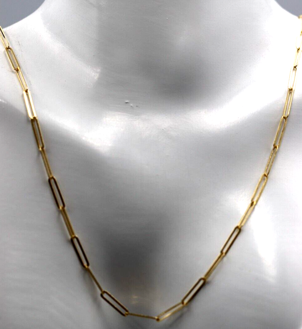 Genuine 50cm 18ct 750 Yellow Gold Paper Clip Chain Necklace -Free express post