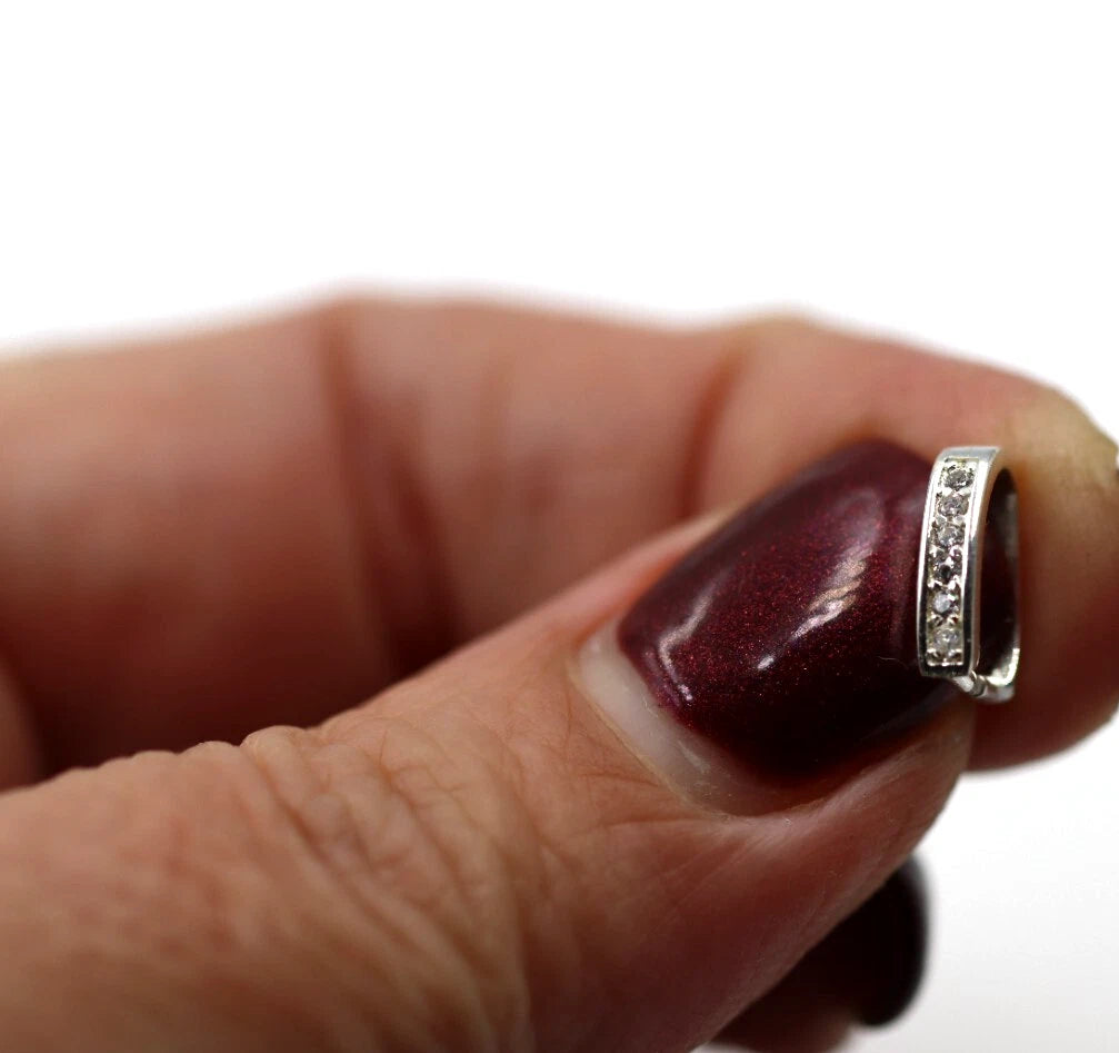 Genuine Sterling Silver 925 Bail Bale With Cubic Zirconias 10.6mm