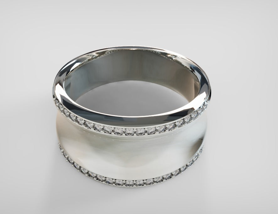 Kaedesigns Genuine Full Solid 9ct 9kt Yellow, Rose or White Gold Concave Dome Ring Set with Lab Grown Diamonds