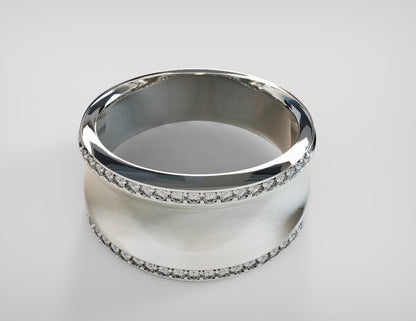 Kaedesigns Genuine Full Solid 9ct 9kt Yellow, Rose or White Gold Concave Dome Ring Set with Lab Grown Diamonds