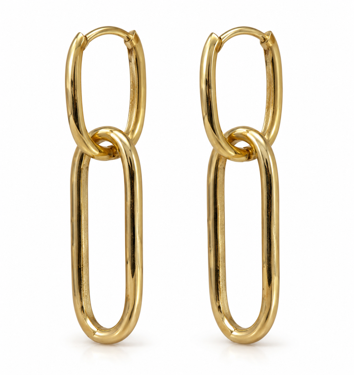 Genuine 9ct 9k 375 Yellow Gold 375 Double Oval Huggies Earrings