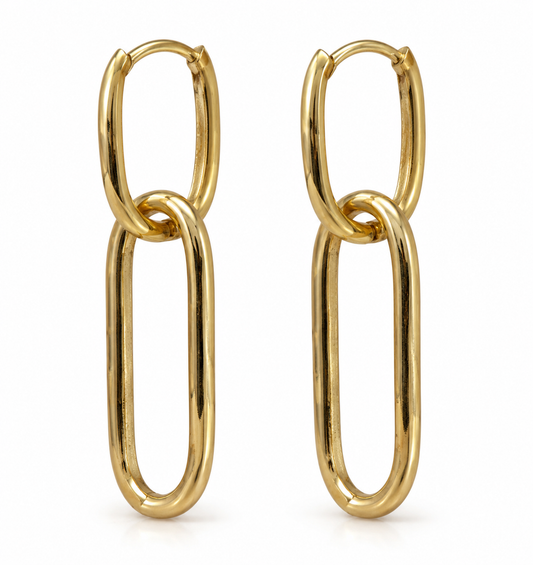 Genuine 9ct 9k 375 Yellow Gold 375 Double Oval Huggies Earrings