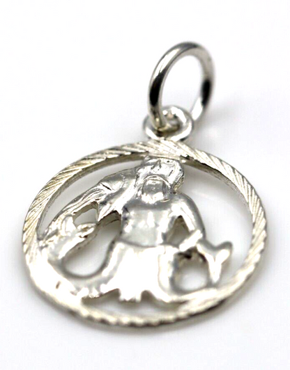 Genuine New Sterling Silver 14.5mm Round Cut Out Zodiac Pendant - All star signs available