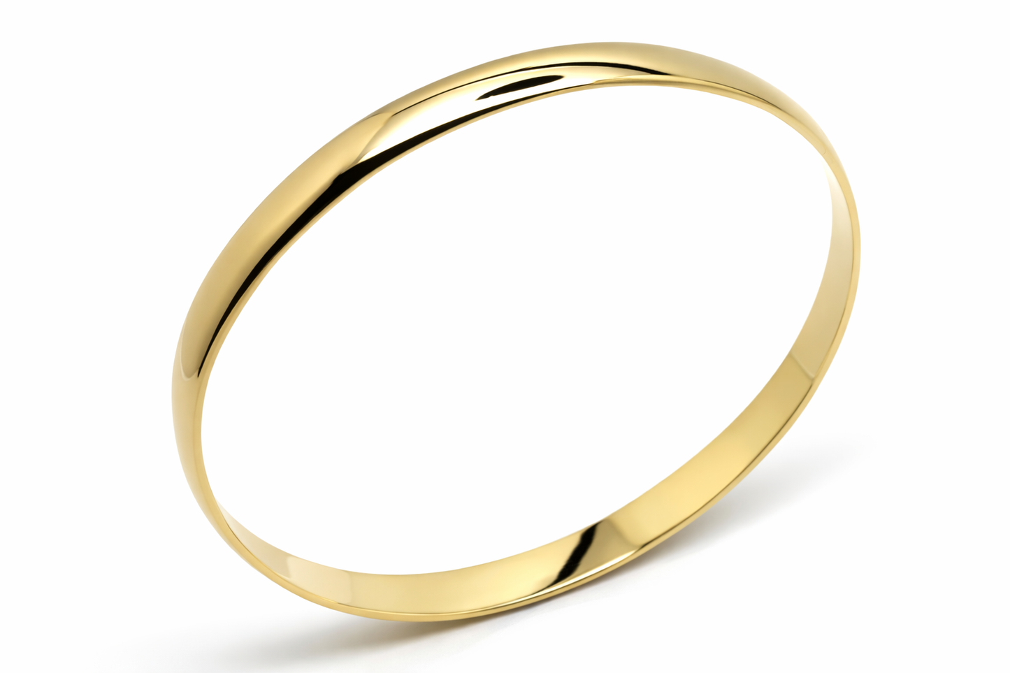 Genuine 9ct 9kt FULL SOLID Heavy Yellow, Rose or White gold 5mm wide half round Bangle 65mm inside diameter