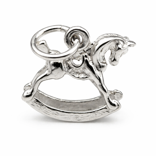 Genuine 925 Sterling Silver Rocking Horse Pendant Charm