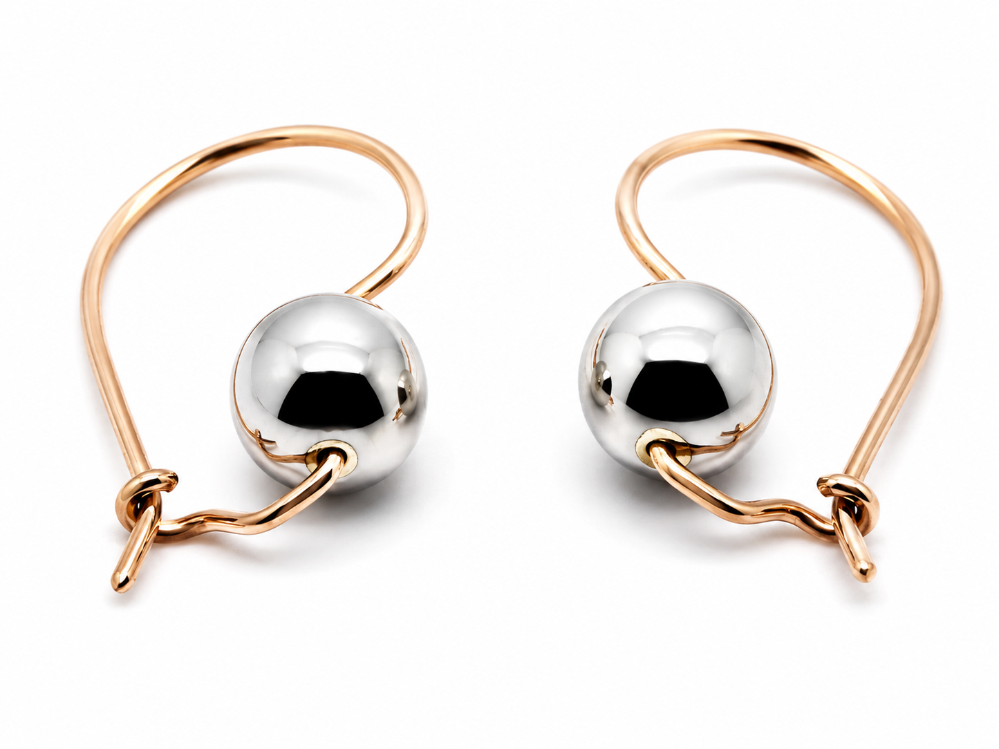 Genuine 9ct 9K 375 8mm Rose & White Gold Ball Earrings