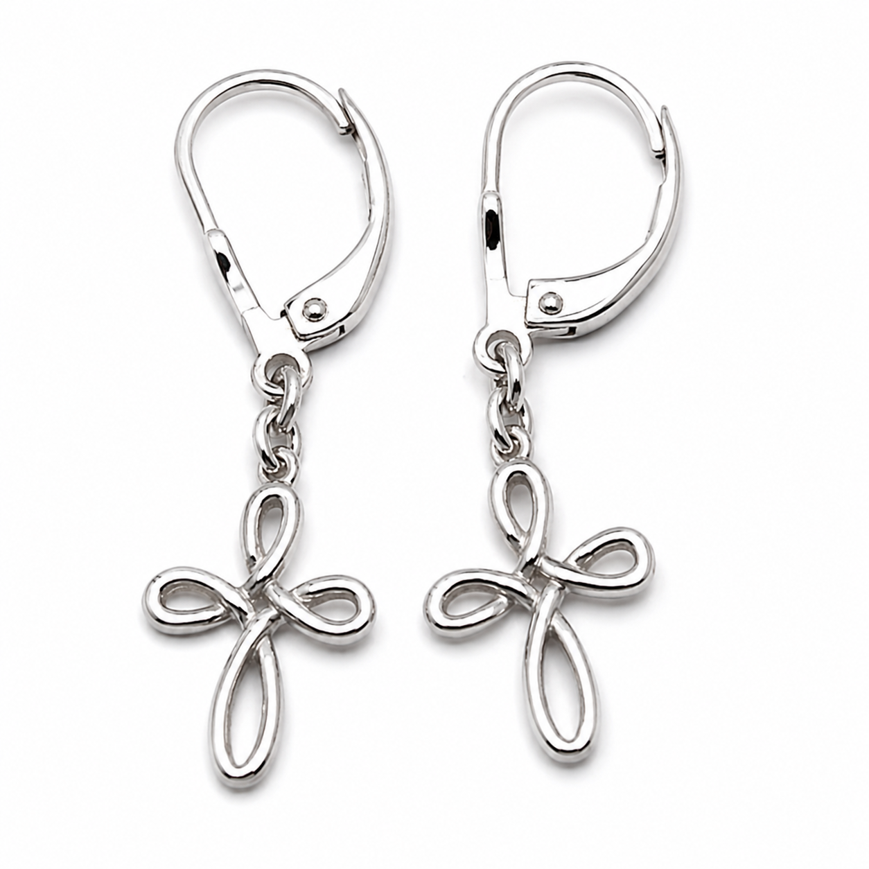 Genuine 9ct 9k 375 Yellow, White Or Rose Gold Continental Hooks Celtic Cross Earrings