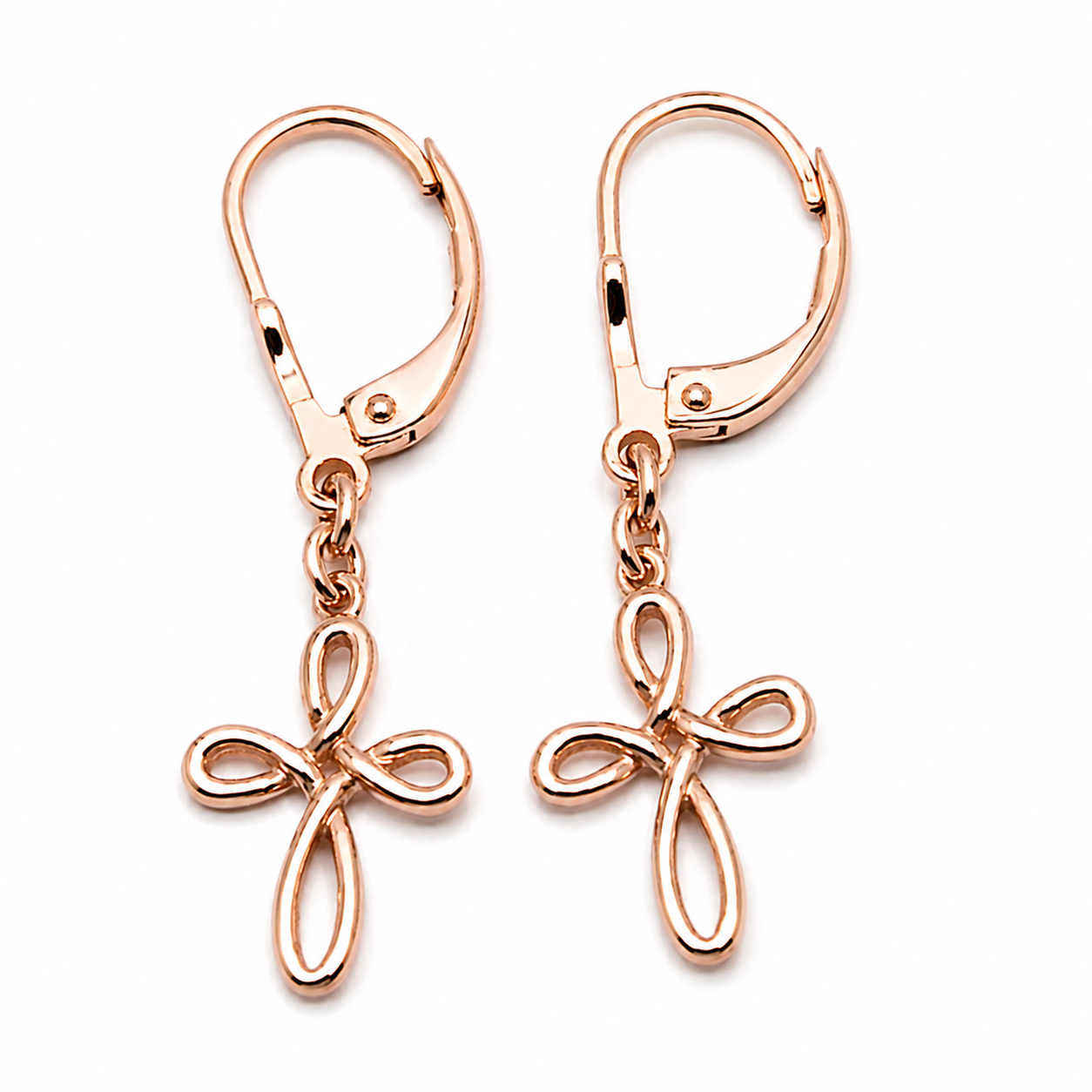 Genuine 9ct 9k 375 Yellow, White Or Rose Gold Continental Hooks Celtic Cross Earrings