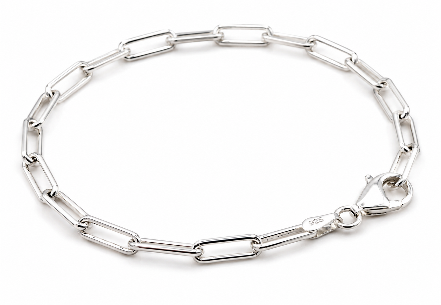 Genuine Sterling Silver 925 Paperclip Links 19cm Bracelet