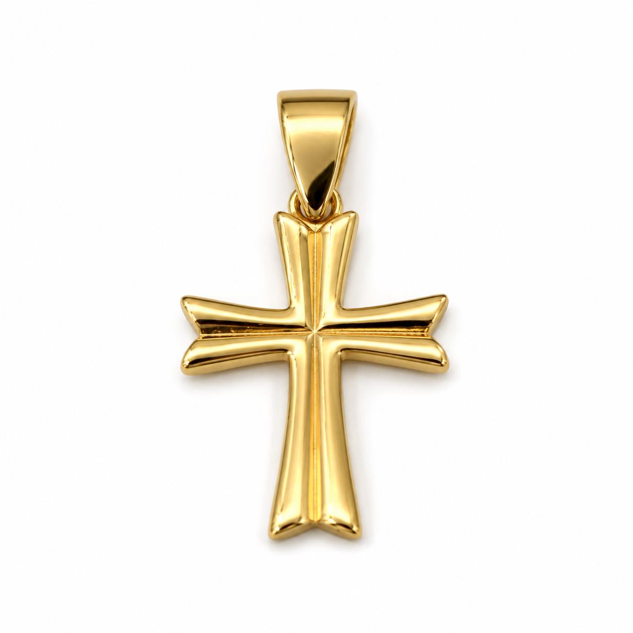 Genuine Small 9ct 9K 375 Delicate Yellow Gold Concave Pointed Cross