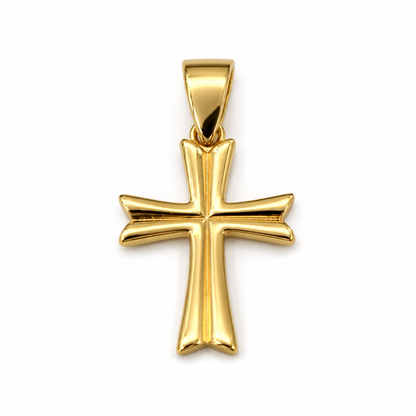 Genuine Small 9ct 9K 375 Delicate Yellow Gold Concave Pointed Cross