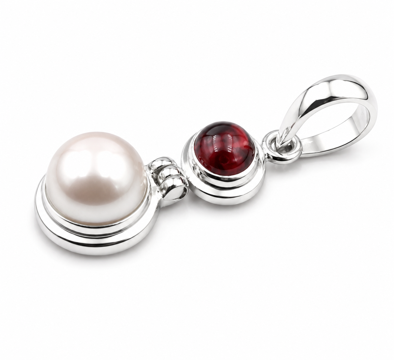 Genuine Sterling Silver 925 Freshwater Pearl & Tourmaline Pendant