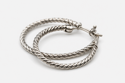 Genuine Sterling Silver 925 Solid Heavy 30mm Twisted Hoop Earrings