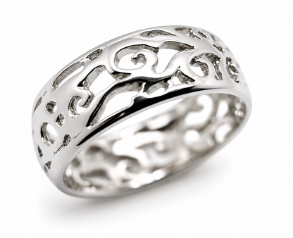Kaedesigns Genuine Wide Sterling Silver 925 Filigree Vine Ring 235 - Choose your size