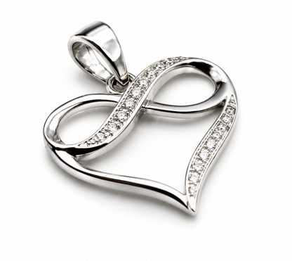 Genuine Sterling Silver 925 CZ Infinity Heart Pendant 18x17mm