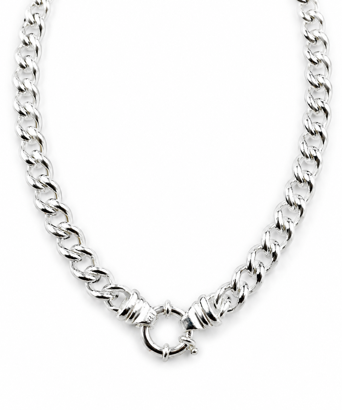 167g Solid Very Heavy Sterling Silver 925 Round Curb Bolt Ring Necklace Chain