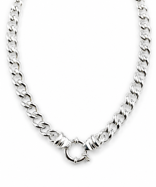 167g Solid Very Heavy Sterling Silver 925 Round Curb Bolt Ring Necklace Chain