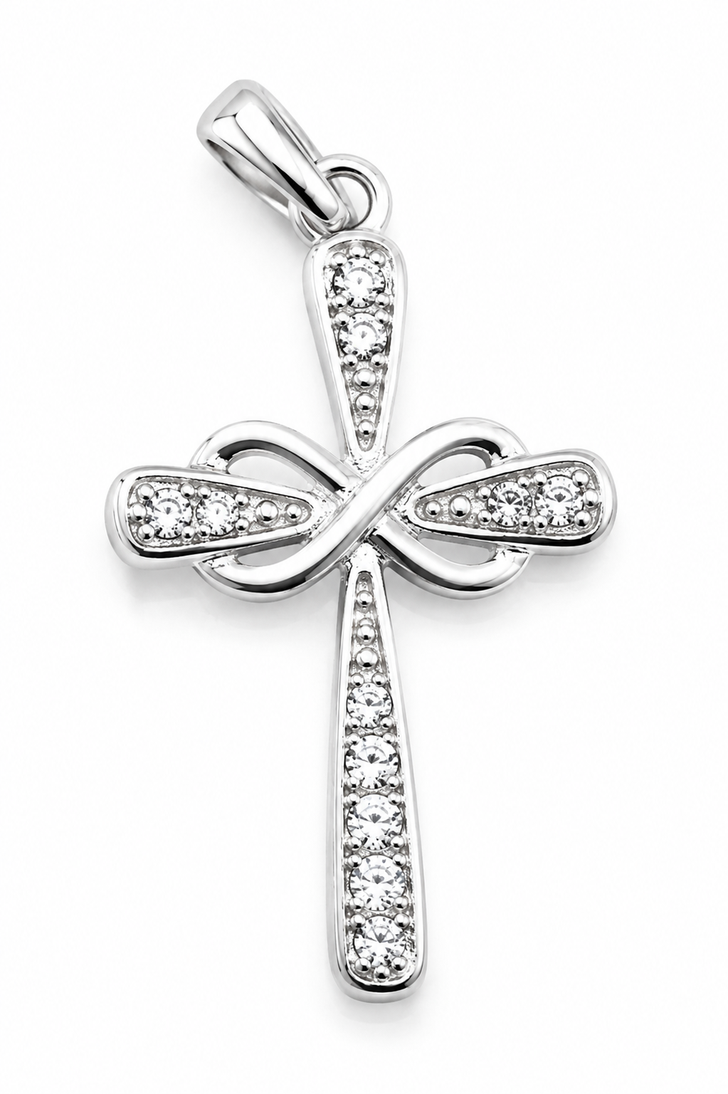 Genuine Sterling Silver 925 Cross Paved CZ Infinity Love Pendant
