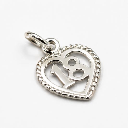 Genuine New Sterling Silver 925 18th Heart  Pendant or Charm