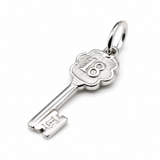 Genuine Sterling Silver 925 18th Key Pendant Or Charm