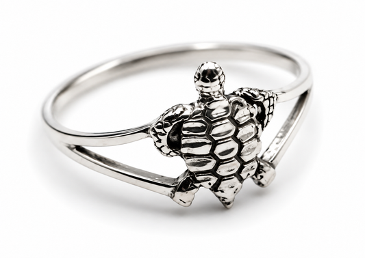 Size N 1/2 Genuine Sterling Silver 925 Solid Turtle Ring