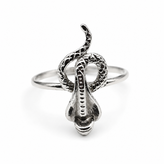 Sterling Silver 925 Delicate Snake Cobra Ring Size Q / 8