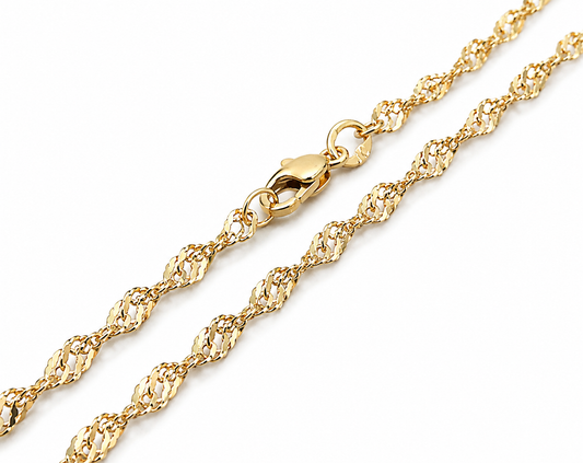 Genuine 9ct 9k 375 Yellow Gold 25cm Singapore Twist Anklet