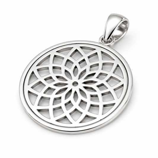 Genuine Sterling Silver 925 Flower of Life Pendant