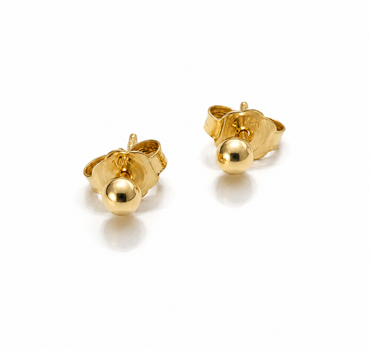 Kaedesigns, Genuine 14ct 14k Yellow Gold 4mm Stud Ball Earrings