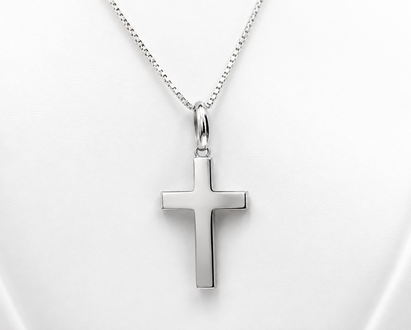 Sterling Silver 925 Solid Cross Pendant Box Chain