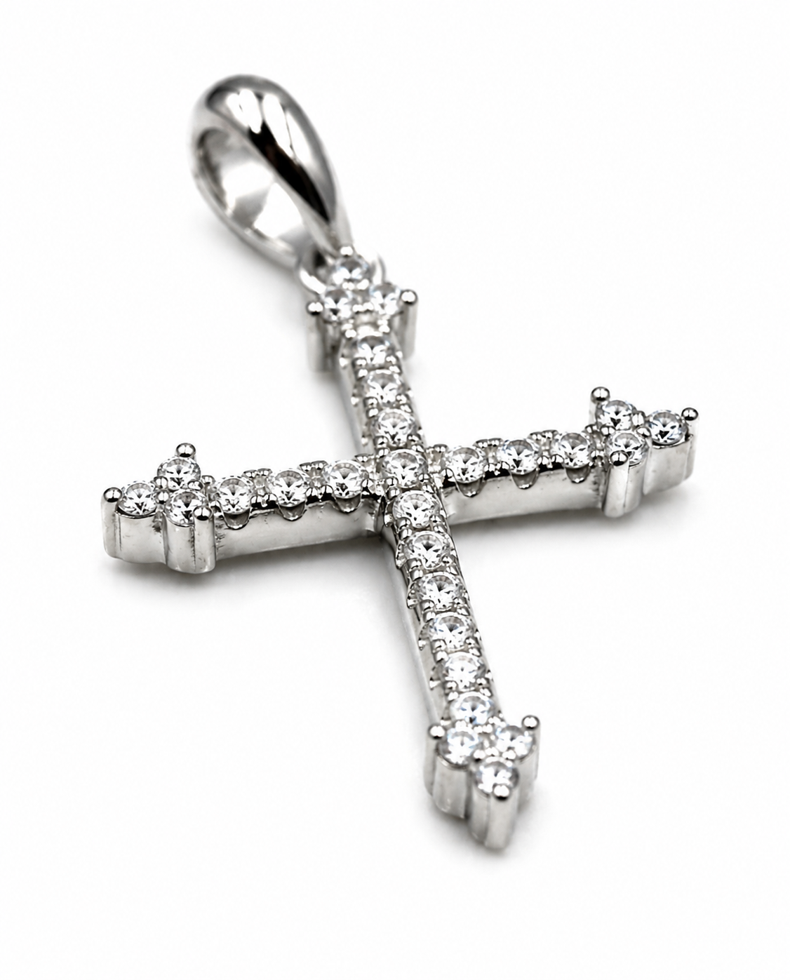 Genuine Cubic Zirconia 925 Sterling Silver Cross Pendant