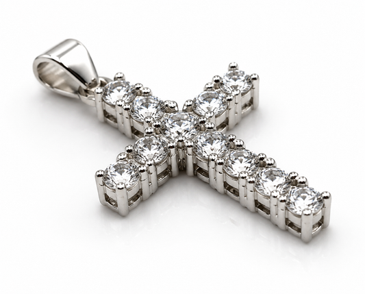 Sterling Silver 925 Cubic Zirconia Cross Pendant