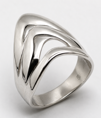 Genuine Sterling Silver 925 Dome Pointy Wide Ring - Choose your size H to P