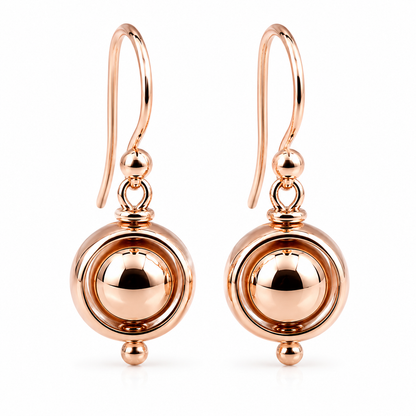 Kaedesigns, Genuine 9ct 9kt Yellow, Rose or White Gold Spinning Belcher Ball Drop Earrings