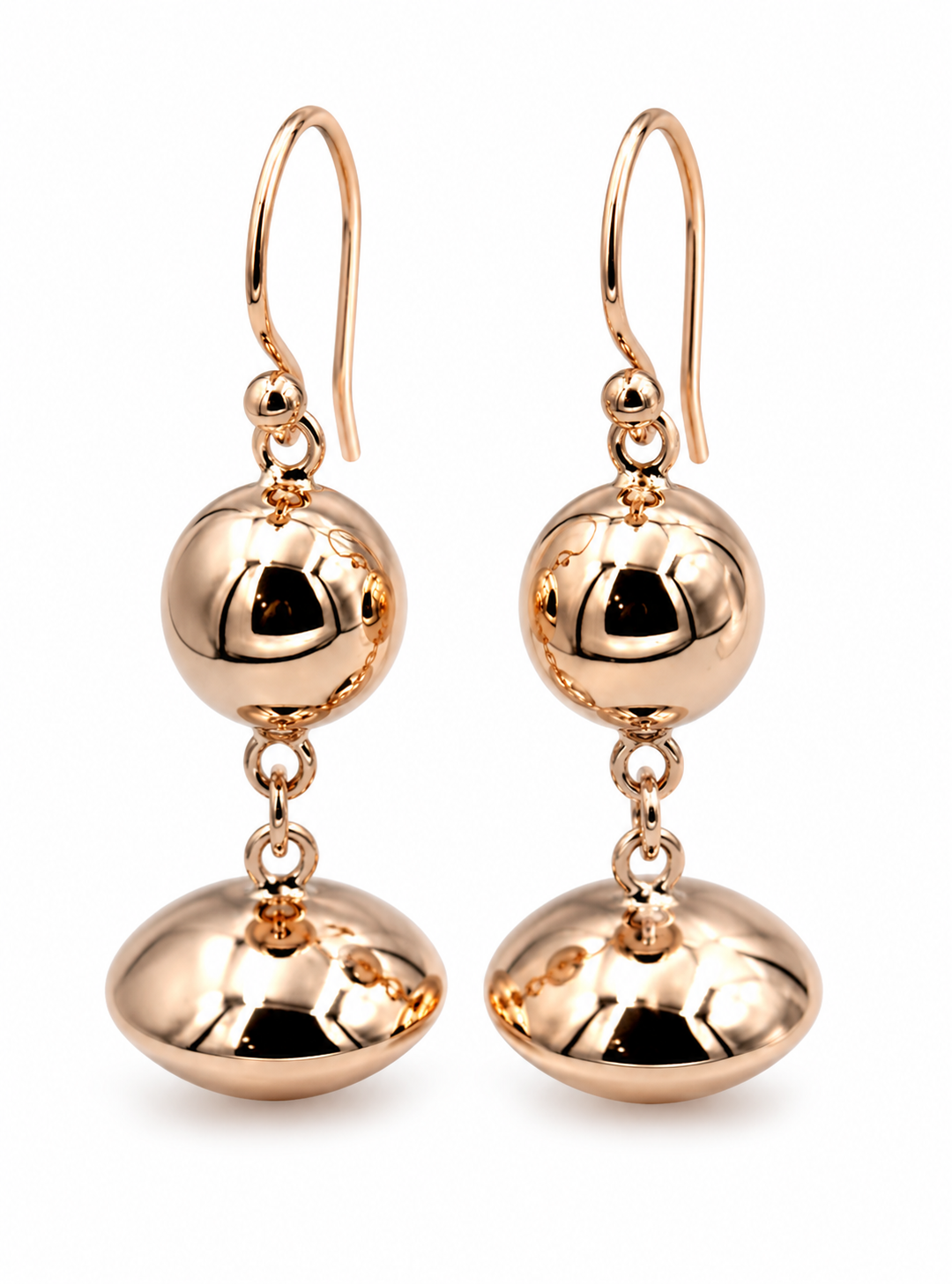 Genuine 9ct 9kt 375 Yellow, Rose or White Gold Heavy Fancy Ball Drop Earrings