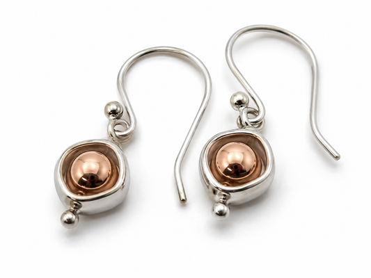 Kaedesigns Genuine 9ct 9kt 375 White & Rose Gold 375 Belcher Ball Drop Earrings