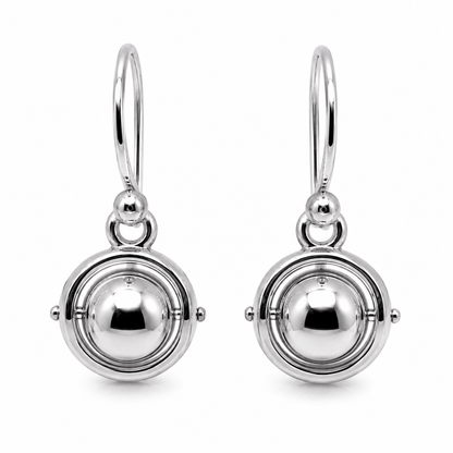 Genuine 9ct 9k 375 Yellow, Rose or White Gold Spinning Ball Drop Earrings