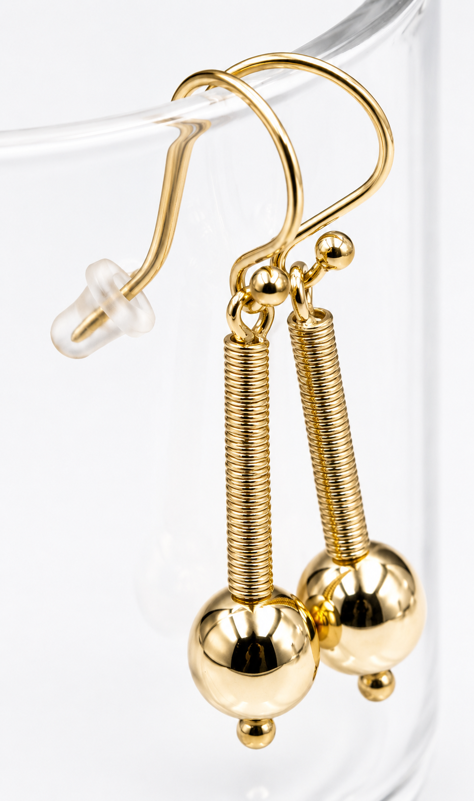 Genuine 9ct 9kt 375 Yellow, Rose & White Gold Spinning 8mm Ball Drop Earrings