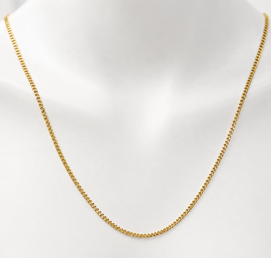 Genuine 18ct 18k 750 Yellow Gold Curb Kerb Chain Necklace 42.5cm