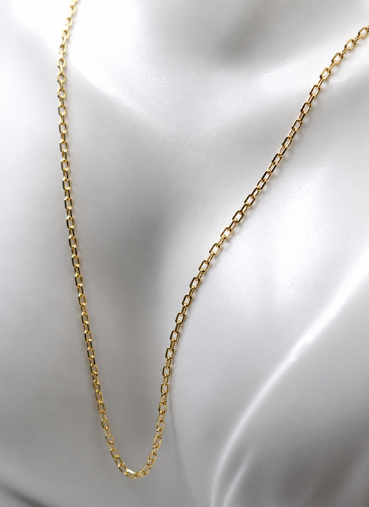 Genuine 9ct 9k 375 Yellow Gold  Diamond Cut Anchor 2mm Chain Necklace - Choose from 40cm, 45cm, 50cm and 60cm