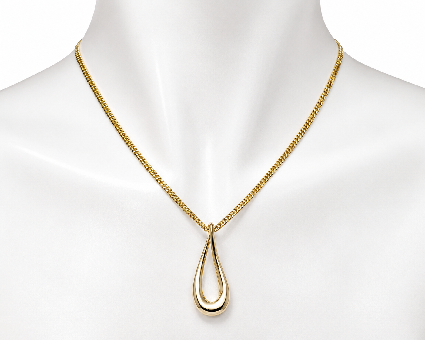 Genuine 9k 9ct 375 Yellow Gold Solid Teardrop Pendant + 9ct Thin Chain