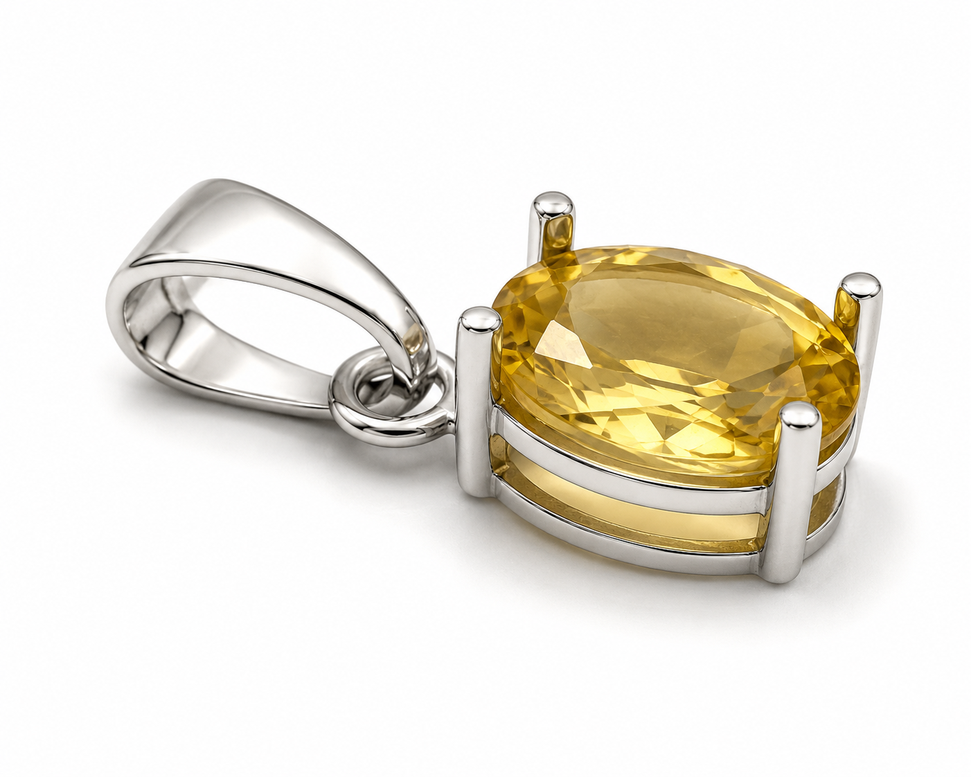 Kaedesigns Sterling Silver 925 Oval Yellow Citrine Pendant Charm