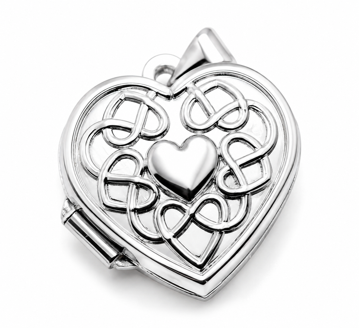 Sterling Silver 925 Heart Celtic Design 2 Photo Heart Locket Pendant