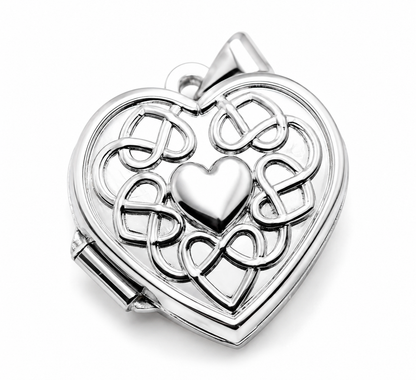 Sterling Silver 925 Heart Celtic Design 2 Photo Heart Locket Pendant