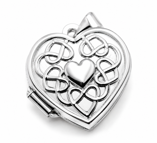 Sterling Silver 925 Heart Celtic Design 2 Photo Heart Locket Pendant