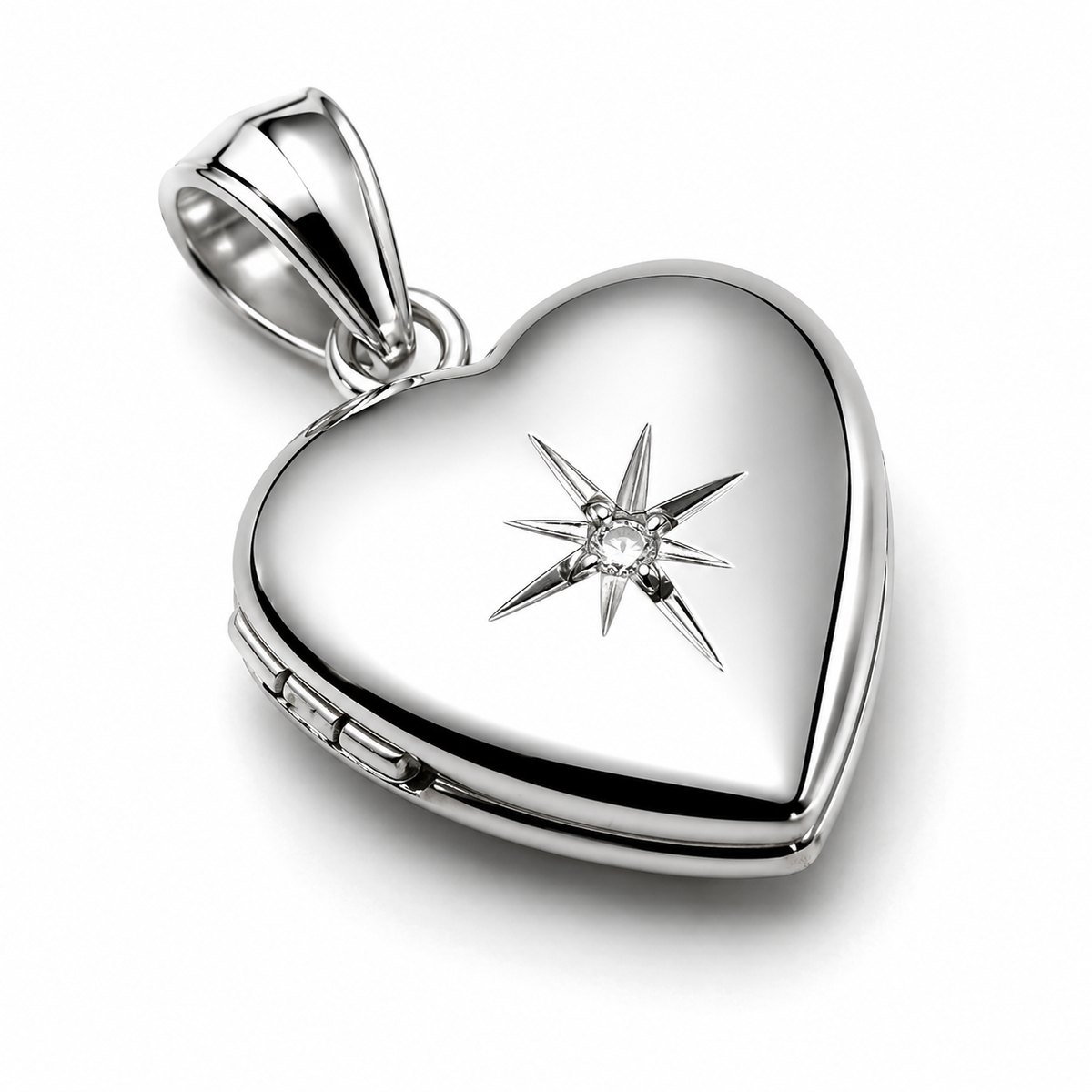 Genuine Sterling Silver Gold Plated or Sterling Silver 12mm 925 Diamond Set Heart Locket Pendant