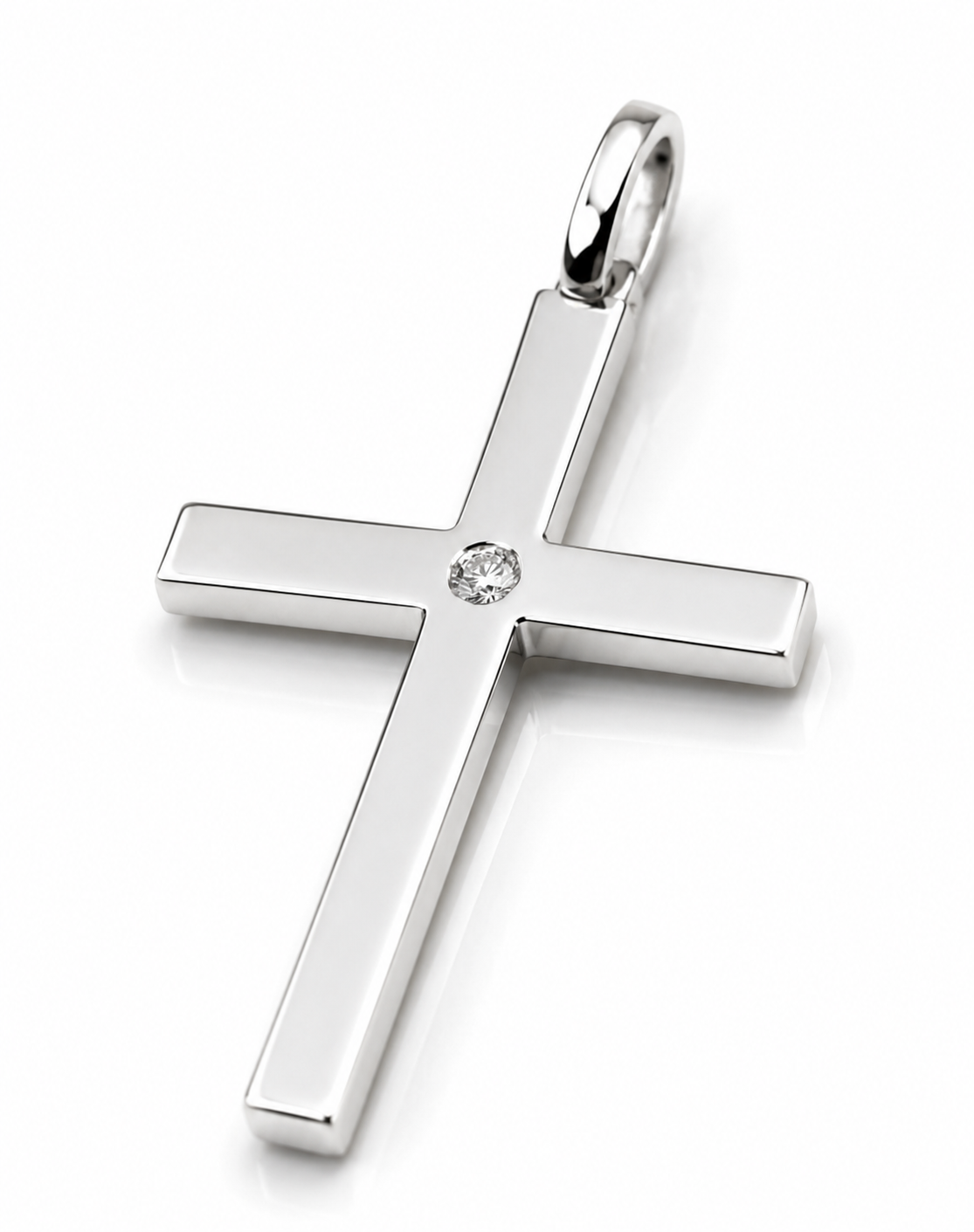 Genuine Sterling Silver 925 Solid CZ Large Cross Pendant Charm