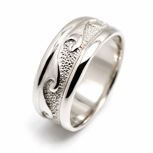 Kaedesigns Solid Genuine Sterling Silver 925 Surf Wave Ring - Choose your ring size U to Y