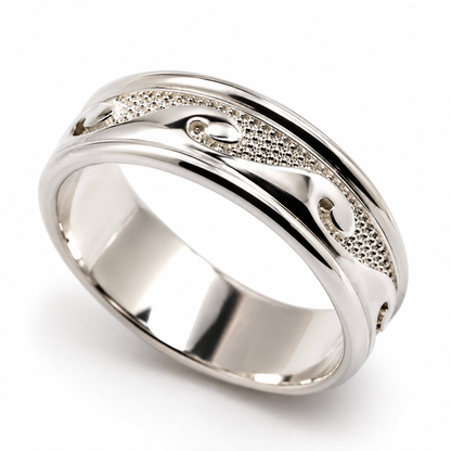 Kaedesigns Genuine Sterling Silver 925 Surf Wave Ring Size R 1/2