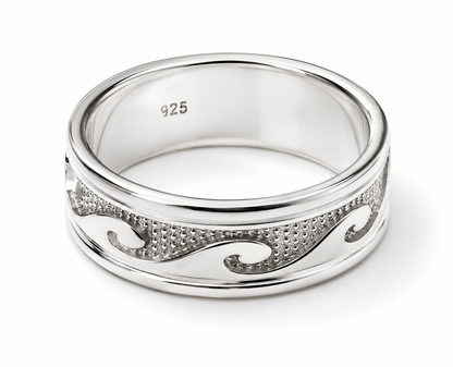 Size 13 / Z+ 1  Genuine Sterling Silver 925 Surf Wave Ring